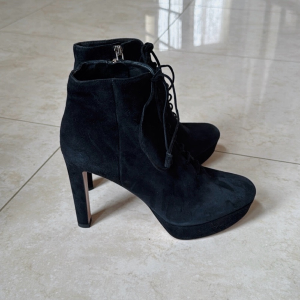 Prada black suede booties